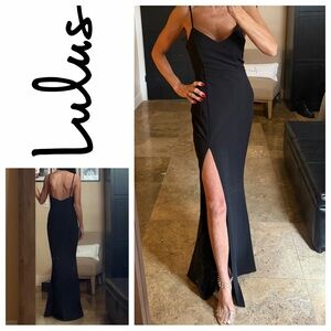 Lulu’s Simply Elegant Black Spaghetti Strap Mermaid Maxi Dress Sz: XS